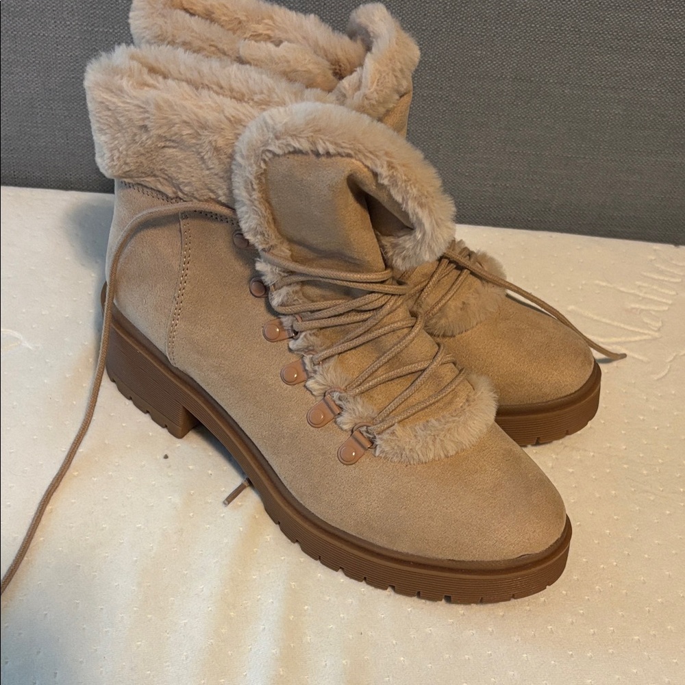 a new day Tan Faux Fur Winter Boots